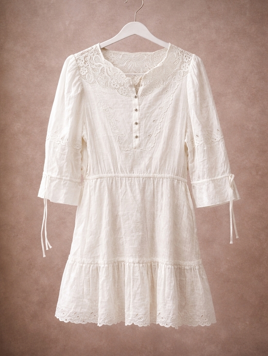 Coach Dresses & Skirts - NWOT Coach 2 White Lace-Trim Cotton Midi Dress With Pockets
